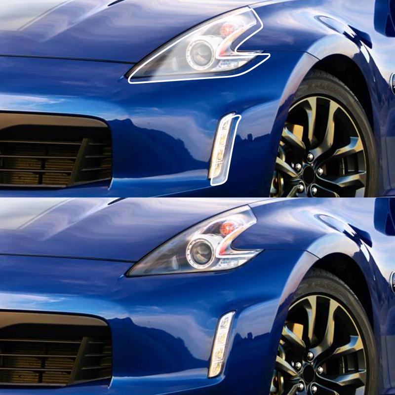 For Nissan 370Z 2009-2020 High-Gloss Smoke Black Pre-Cut TPU Headlight Protection Film PPF Kit Anti-Scratch Vinyl Wrap Cover