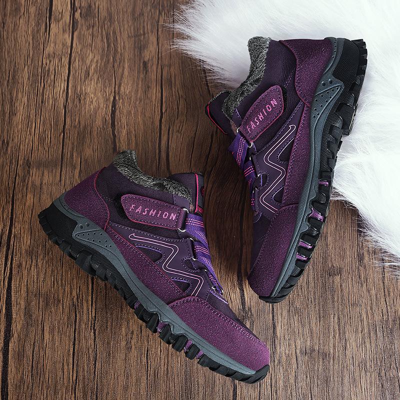 Outdoor Velvet Thickened Hiking Shoes Non-slip, Wear-resistant and Warm High-top Cotton Shoes Winter Women's Shoes Middle-aged Mother Shoes Cotton Bo