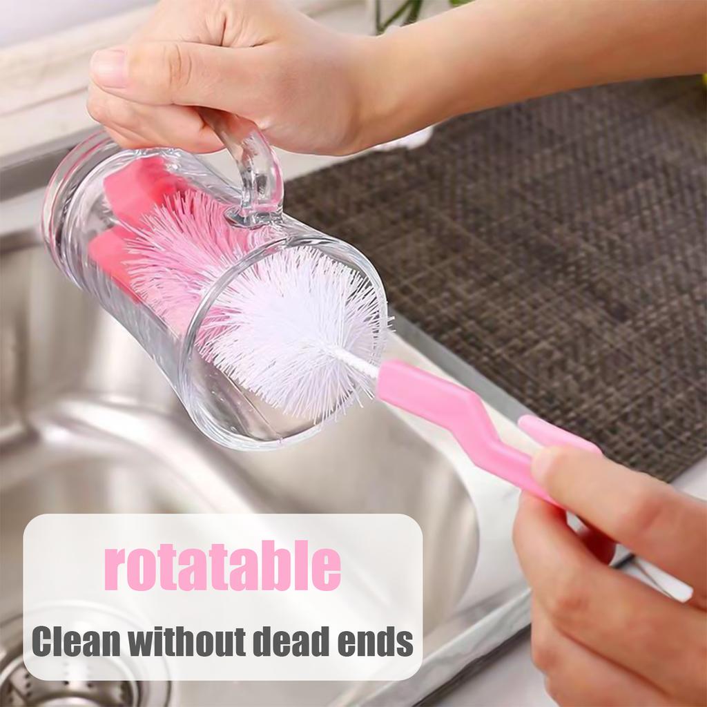 2PCS Cup Brush Cleaning Set Boutique Cardboard Set Bottle Brush Nipple Brush 360 Degree Stain Removal