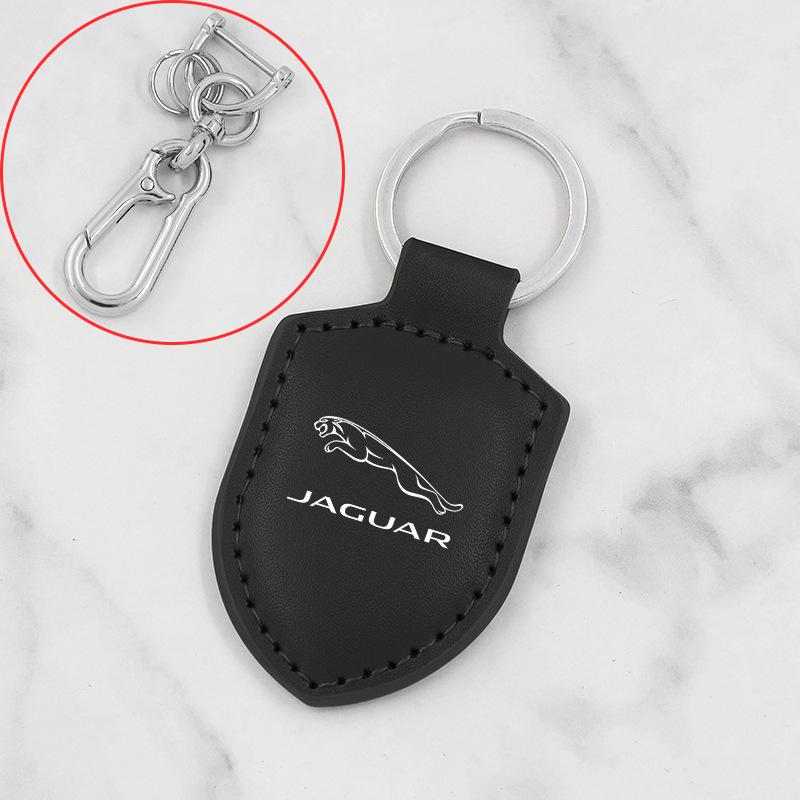 Carbon Fiber Pattern Leather Keychain for Jaguar XEL, F-Pace, F-Type, and XF