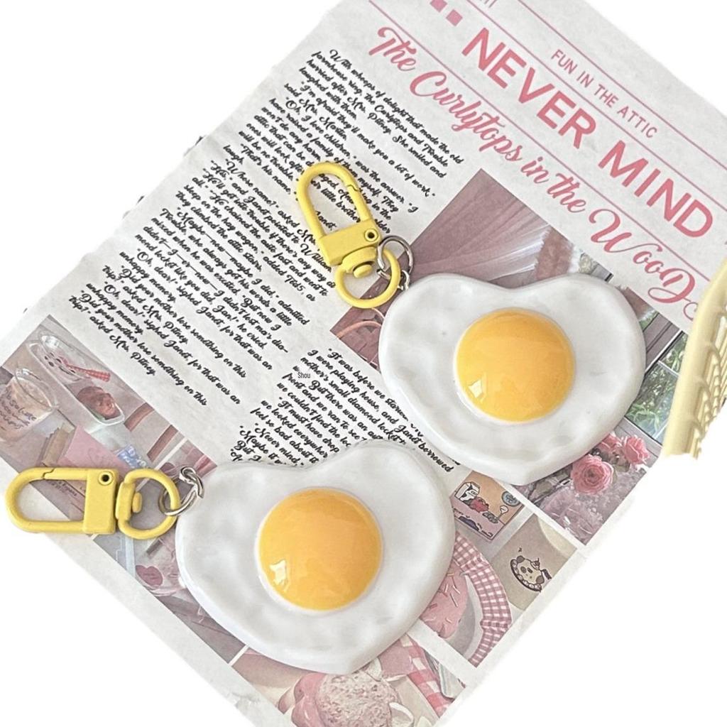 Love Heart Fried Egg Keychain - Cute, Funny Pendant for Backpack, Couple or Best Friend Gift