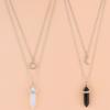 2PCS Natural Stone Hexagonal Column Crystal Pendant for Sun and Moon Charm Best Friends Jewelry Bullet Stone Women BFF G