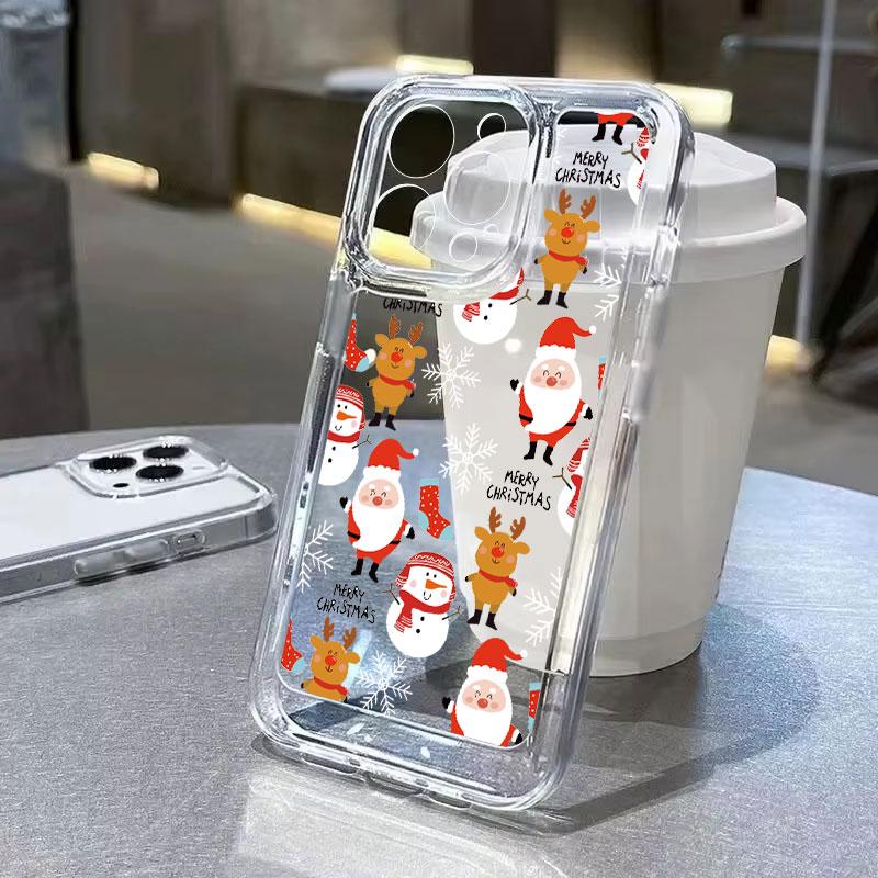 Santa Claus Elk Snowman Christmas Phone Case For iPhone 13 11 12 14 15 16 Pro Max Plus 12 13 Mini XR 8 7 Plus SE 2022 X XS Cover