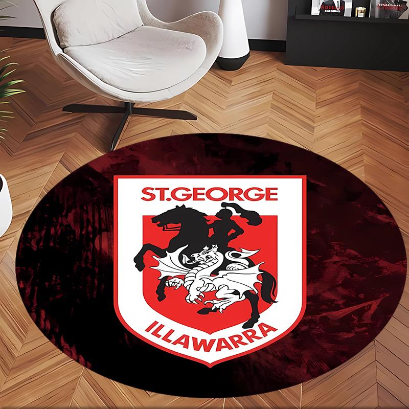 St George Illawarra Dragons (5) Round Office Rug Decorative Floor Rug for Office Bedroom Living Room and Home Space