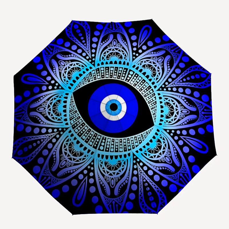 

1pc Evil Eye Ornament Automatic Folding Umbrella, Portable & Foldable Design with 8 Ribs, Casual Outdoor Accessory yy250729099