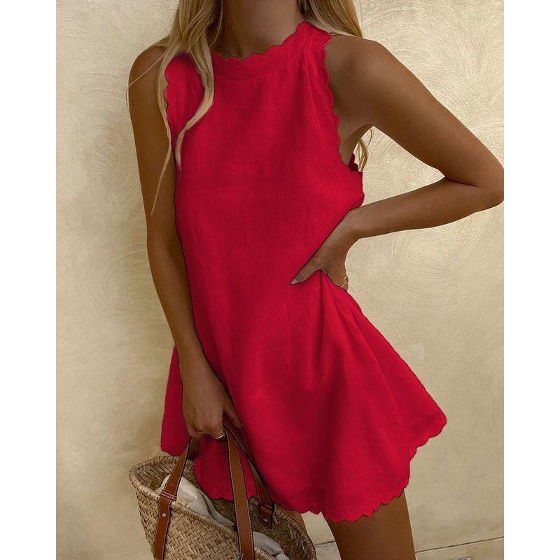 

Dress Western Style Foreign Trade Women clothes Amazon Hot Products Sexy Solid Sleeveless Loose Women s vest Dress Red 5XL