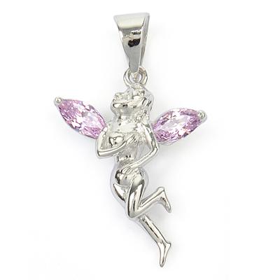 [Q9405] - Pingente em prata 'Tinker Bell' prata rosa (banhado a ródio) - 25x15 mm