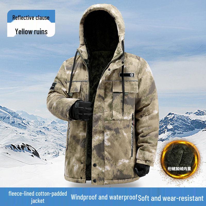 

Чоловіча зимова водонепроникна бавовняна куртка з камуфляжем та флісовою підкладкою 2XL fit 140-160 jin