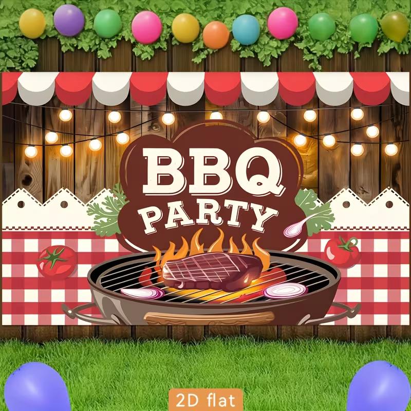 2D Plochá BBQ Mřížka Steak Pozadí Letní Grilování Párty Pozadí