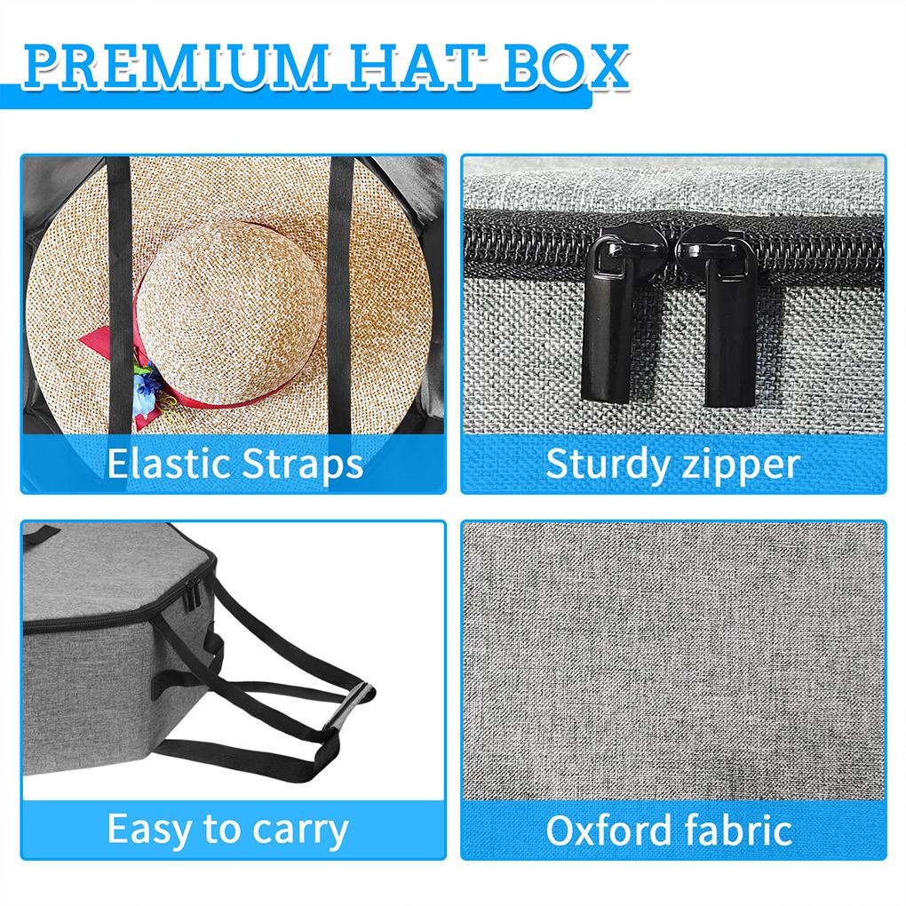 Storage Collapsible Hat Case Hat Box for Travel Cowboy Cap Hat Organizer for Closet with Handles Hat Boxes for Men and Women