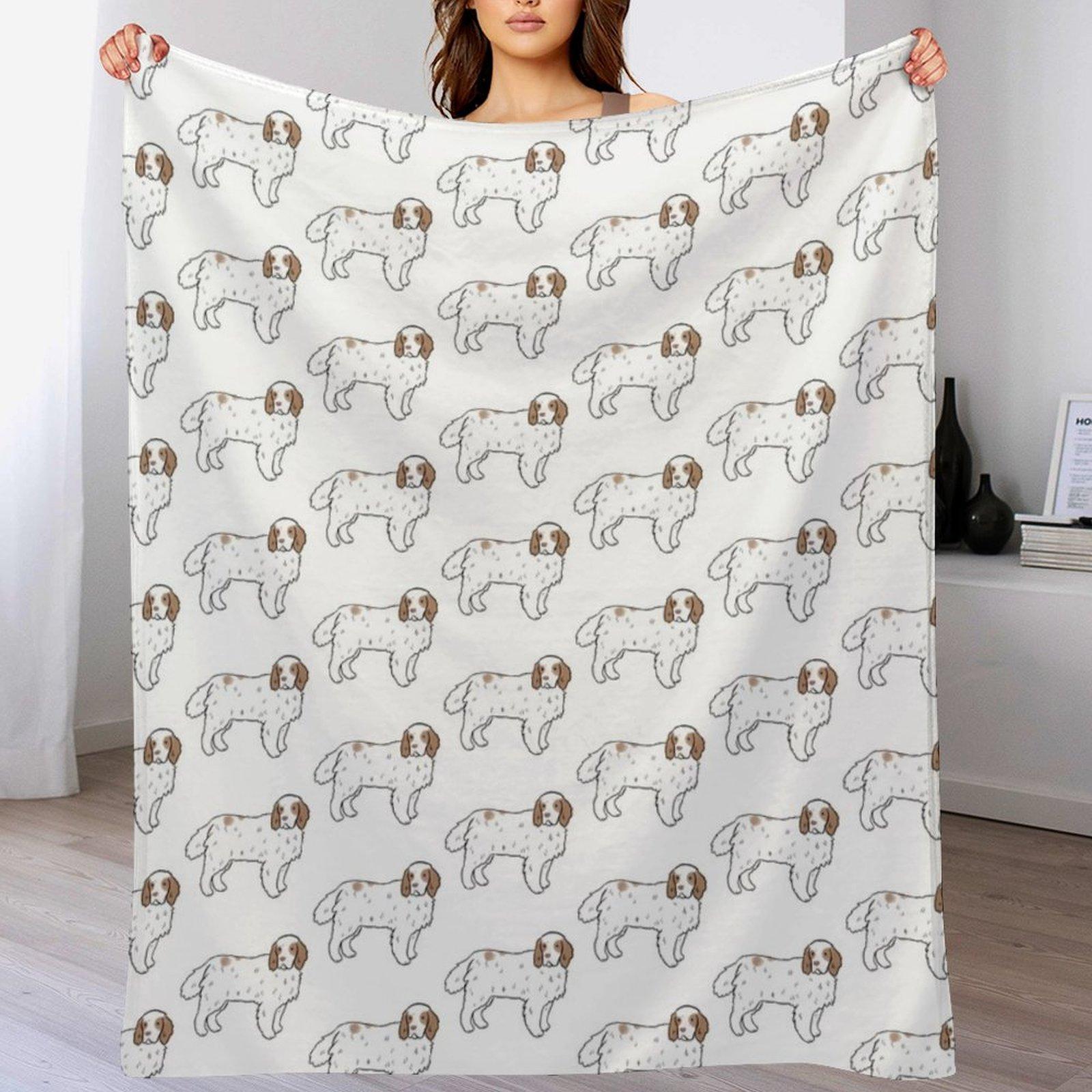 

Clumber spaniel dog cute illustration Throw Blanket Anti Shedding Soft Fuzzy Blanket for Home 102x76cm(40x30in)