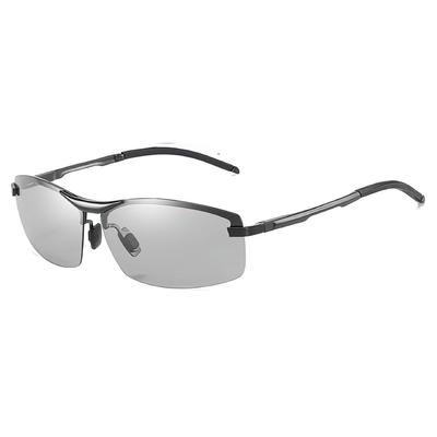 Polarisierte Halbrand Ovale Sport Sonnenbrille UV-Schutz B1066 [FEISEDY], Dimmbar, Sonnenbrille, Herren, Sonnenbrille, Angeln, Fahren, Stilvoll, Fahren,