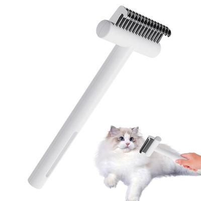 Stainless Steel Dog Detangling Comb Double-sided Tooth Pitch T-type Shedding Cat Brush Portable Deshedding Grooming Tool
