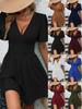 Summer Deep V-Neck Ruffle Sleeve Ruched Dress