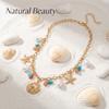 Collana con Ciondolo Multi-elemento Oceano per Donna Bohemia Conchiglia Stella Marina Perla Sintetica Collana Gioielli Estivi alla Moda Regali
