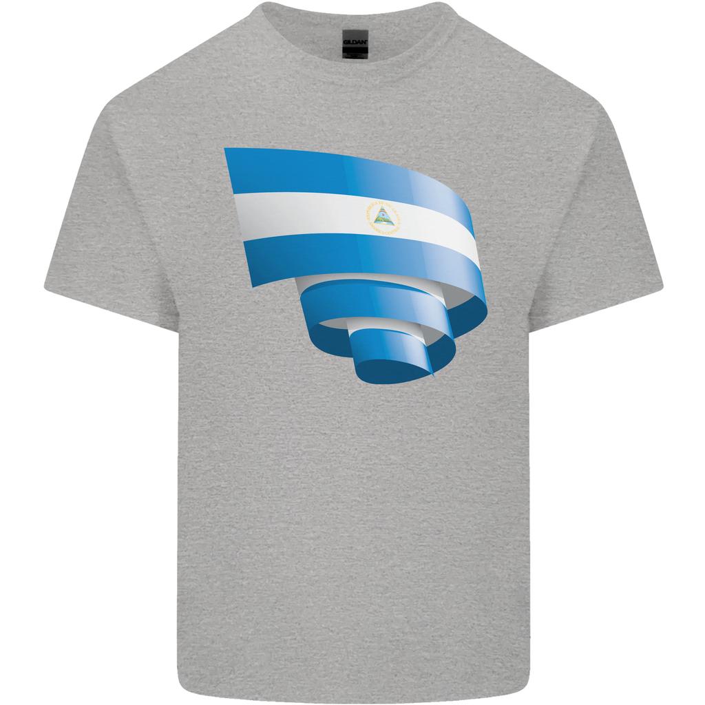 Curled Nicaragua Flag Nicaraguan Day Football Unisexs Light Cotton TShirt