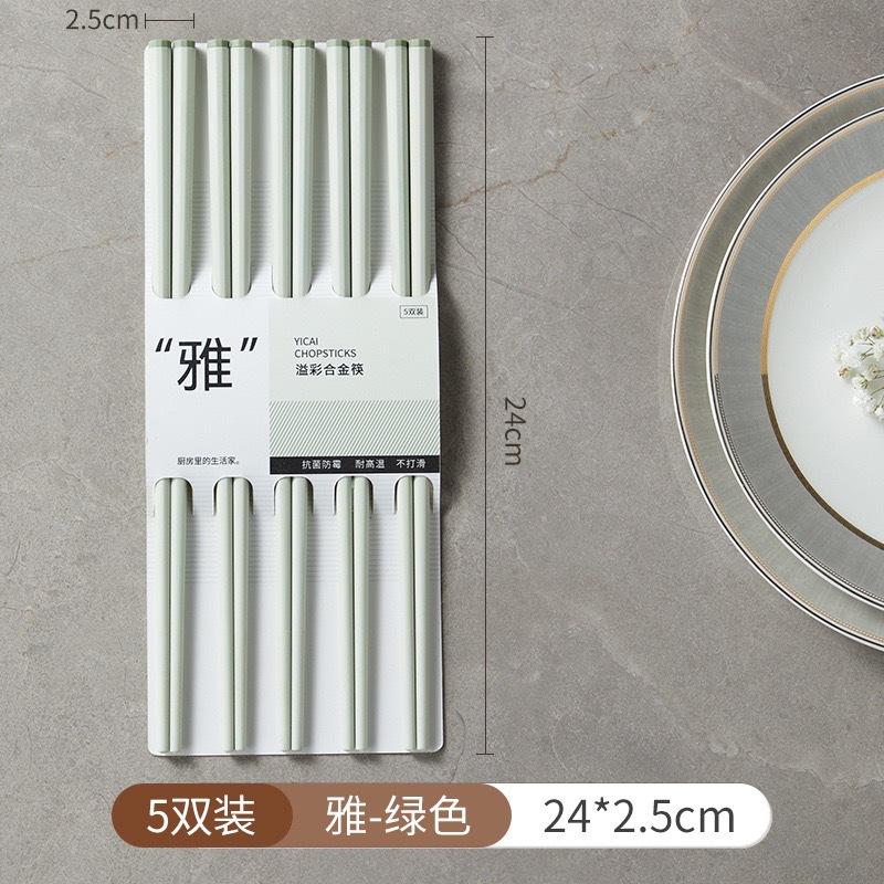 5 Pairs Alloy Chopsticks Food Grade Material High Temperature Resistant Healthy Anti Slip Mold Resistant Household Tableware