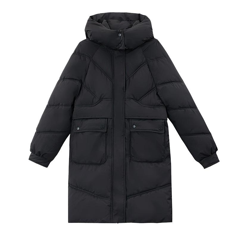 Neue Baumwolljacke für Damen Mittellange Brotjacke Verdickt Locker Winter Kapuzen-Baumwolljacke