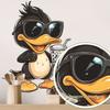 Coole Schwarze Ente mit Sonnenbrille Wandaufkleber, Niedlich Abnehmbar Selbstklebend für Kinderzimmer & Wohnzimmer Dekoration