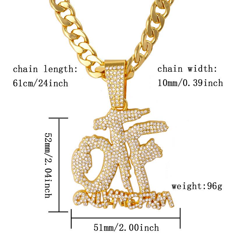 Full Diamond Patchwork Letter Pendant Necklace - Trendy Hip Hop Rap Cuban Jewelry