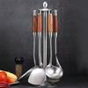 Kitchen Utensil Set 7 Piece 304 Stainless Steel Cookware Set Rosewood Handle Spatula Household Cooking Baking Tools