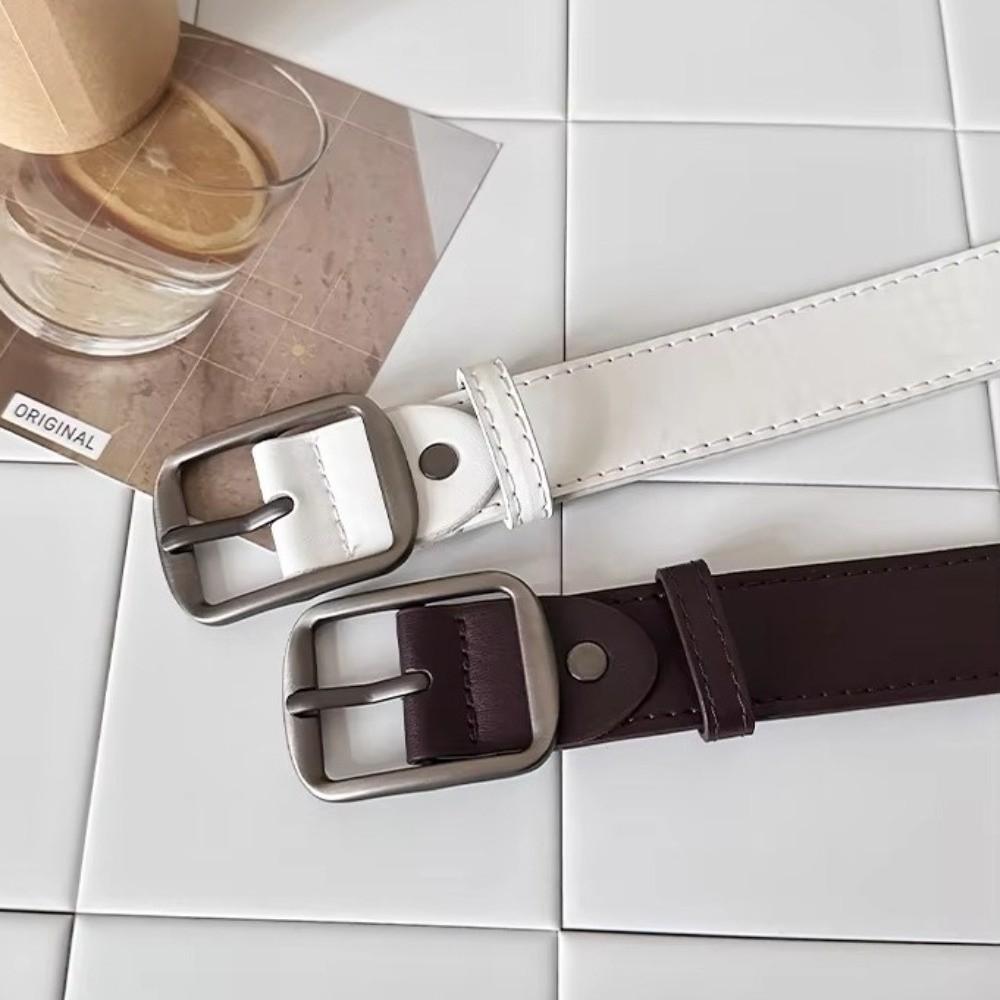 Pin Buckle Suede Belt Rivet Design Pin Buckle Belt Versatile Leather Belt  For Women