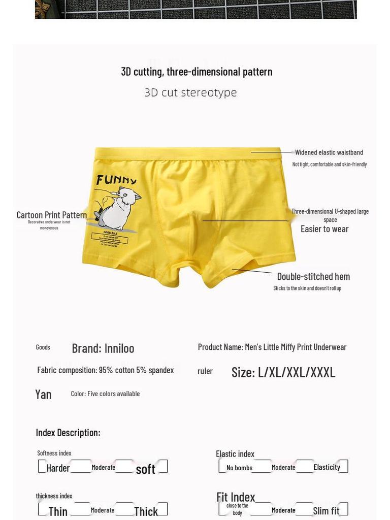Men's Comfortable Cotton Crocodile Cartoon Print Boxer Briefs