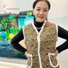 2025 Women's Autumn Winter Elderly Mother's Collarless Cardigan Vest - Versatile Shawl Jacket for Grandma