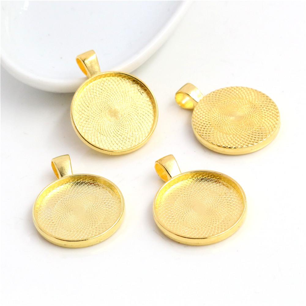 10pcs 20mm Inner Size Classic 5 Colors Plated One Sided Double Hanging Simple Style Cabochon Base Setting Charms Pendant