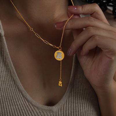 Cute Bear Pendant Necklaces For Women Stainless Steel Gold Plated Waterproof Women's Neck Chain Charm Necklace Luxury Jewelry