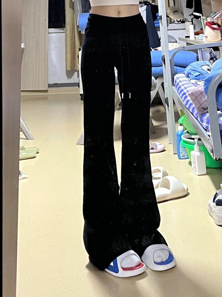 2024 New Women's High-Waist Flare Sweatpants - Slimming, Floor-Length Horseshoe Design