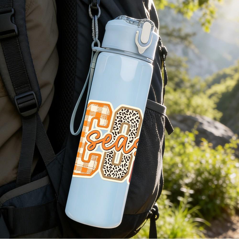 1PC Boy Mom Retro Stacked Letter Print 750ml Color Plastic Sports Water Bottle Leakproof Flip Straw Lid Suitable for Sports Office Home Use