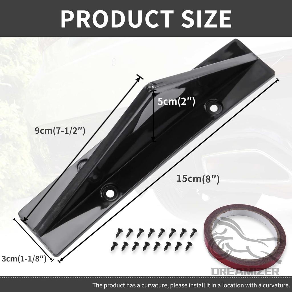 Car Curved Rear Bumper Diffuser Shark Fins Spoiler Lip Splitter Universal Protector Guard  For Ford Mustang GT