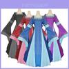 Vestido Longo Feminino Halloween UK Mangas Trompete Longas Traje Medieval Cosplay
