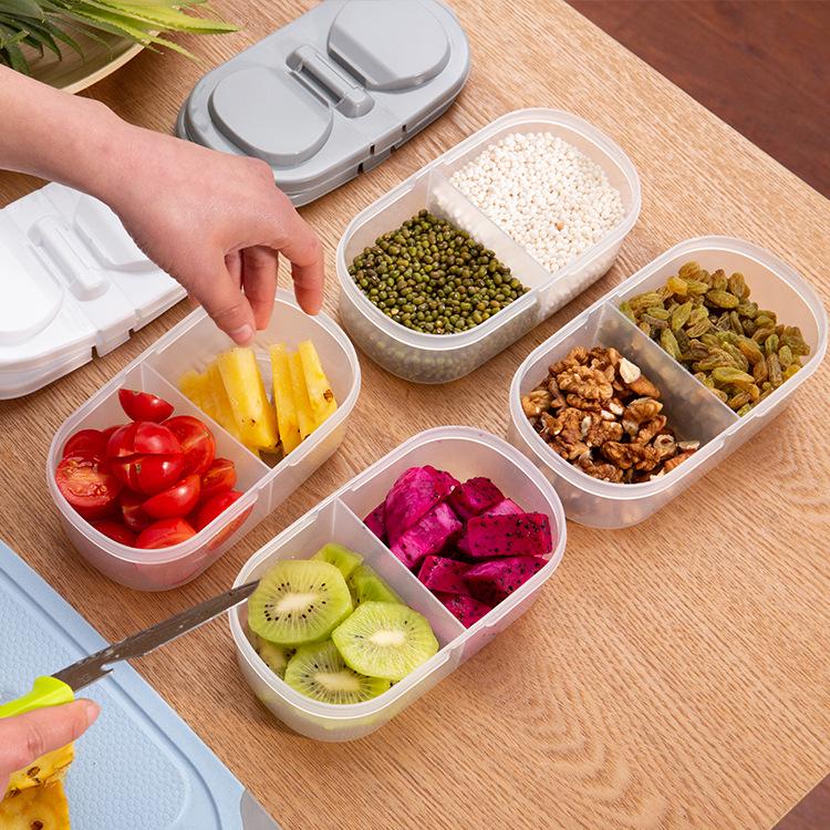 Double-Compartment Buckle-Seal Storage Jar for Kitchen Organization