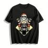 Cool Santa Riding Motorcycle Graphic Casual Top Pure Cotton T-shirt