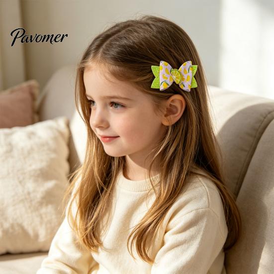 Girls Hair Accessories for Summer Cute Fruit Bow Clip, Artificial Leather Clips, Decorative Pins with Clips Matching Outfits