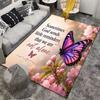 Purple Butterfly Reminder Carpet Non-slip Rug Suitable for Living Room and Bedroom Sofas