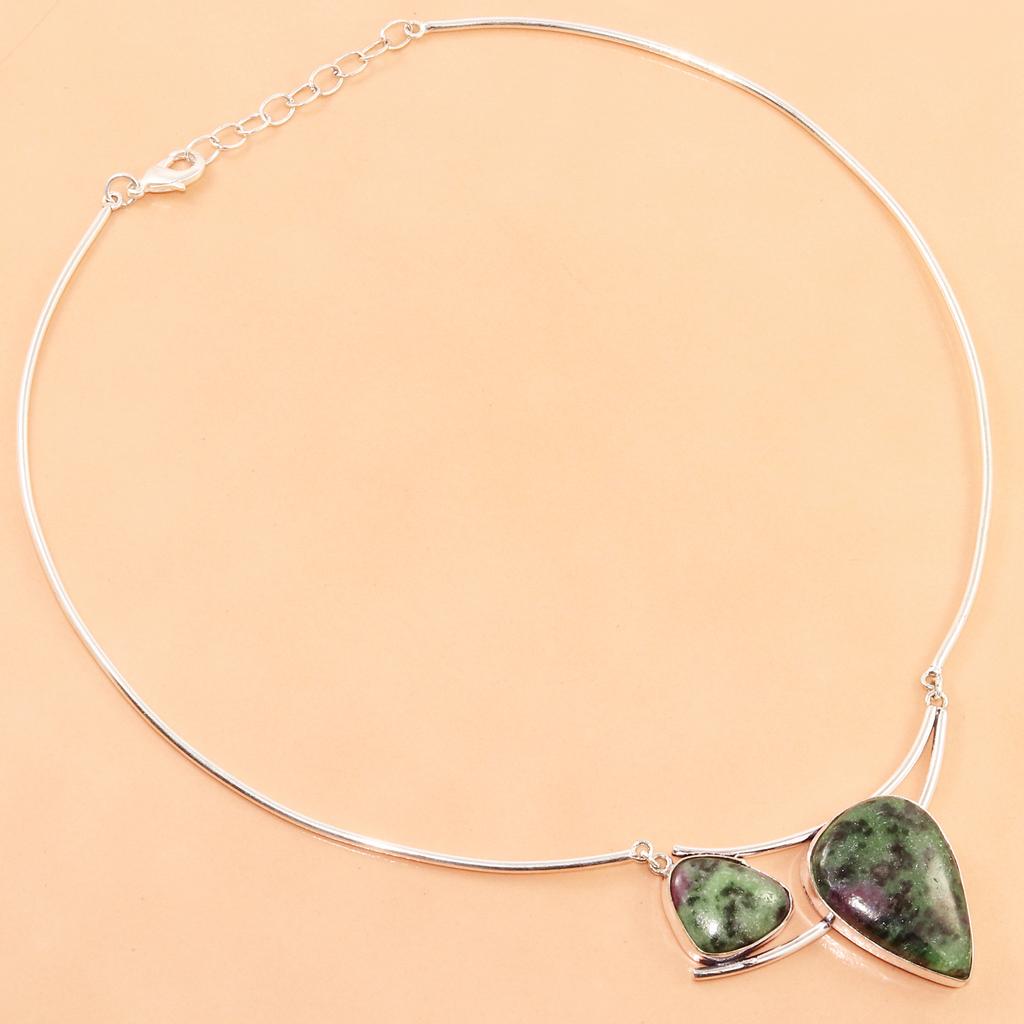 Necklace Ruby Zoisite Gemstone Handmade Ethnic Jewelry 16''