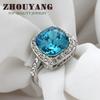 ZHOUYANG Classical Created Blue Crystal Silver Color Wedding Jewelry Ring Made with Genuine Austrian Crystals ZYR056