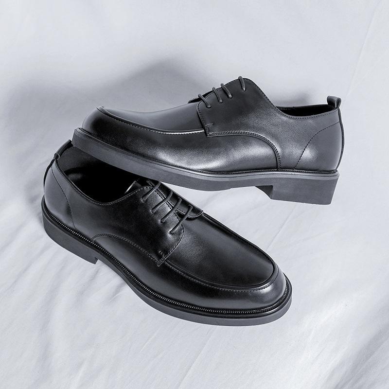 British Leather Shoes Men's Business High-end Spring and Autumn Men's Casual Leather Shoes Wide Head with Suit Wedding Shoes 85675-R
