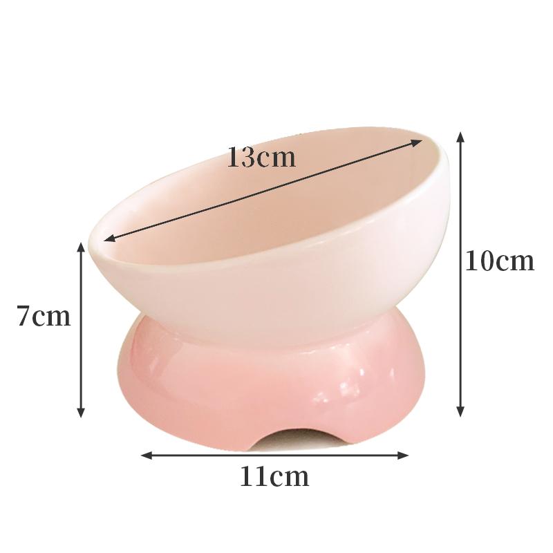 Creative Ceramic Tall Footed Bowls, Anti Overturning Neck Protection, Slanted Mouth, Gradient Color Cat Bowl, Pet Supplies , 1Pc