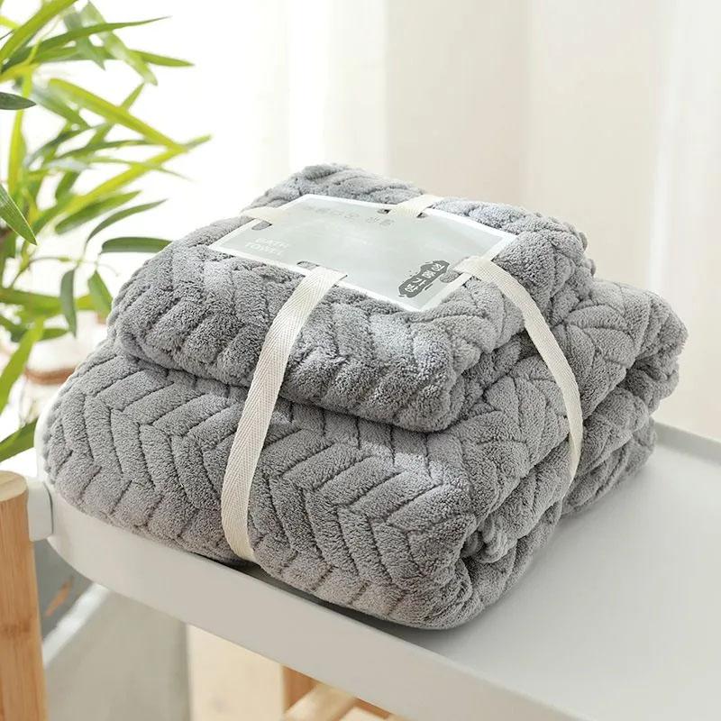 

2 шт. банное полотенце из хлопка, очень большое, длинное, толстое, быстросохнущее, впитывающее, мягкое, плюшевое полотенце, набор полотенец для ванной 2Pcs серый