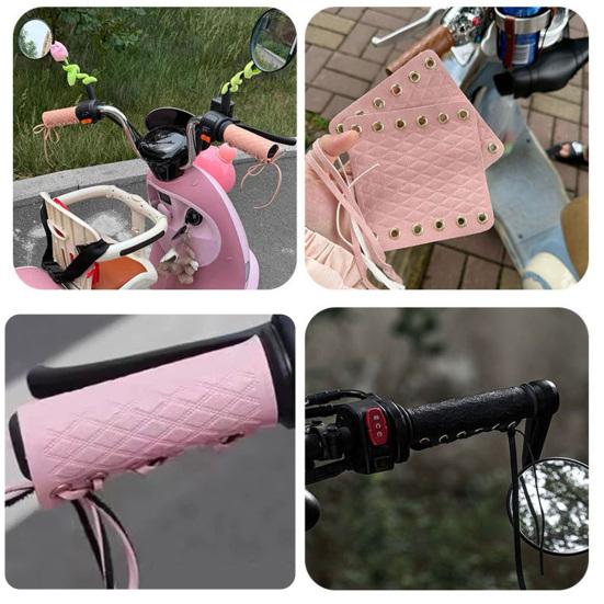 2Pcs Faux Leather Bicycle Handlebar Cover Adjustable Non-slip Universal MTB Road Mountain Bike Handle Grip Cover Replacement Bike Accessories