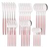 36Pcs Dinnerware Set Stainless Steel Tableware Set Black Gold Flatware Knife Fork Dessert Spoon Luxury Western Cutlery Set