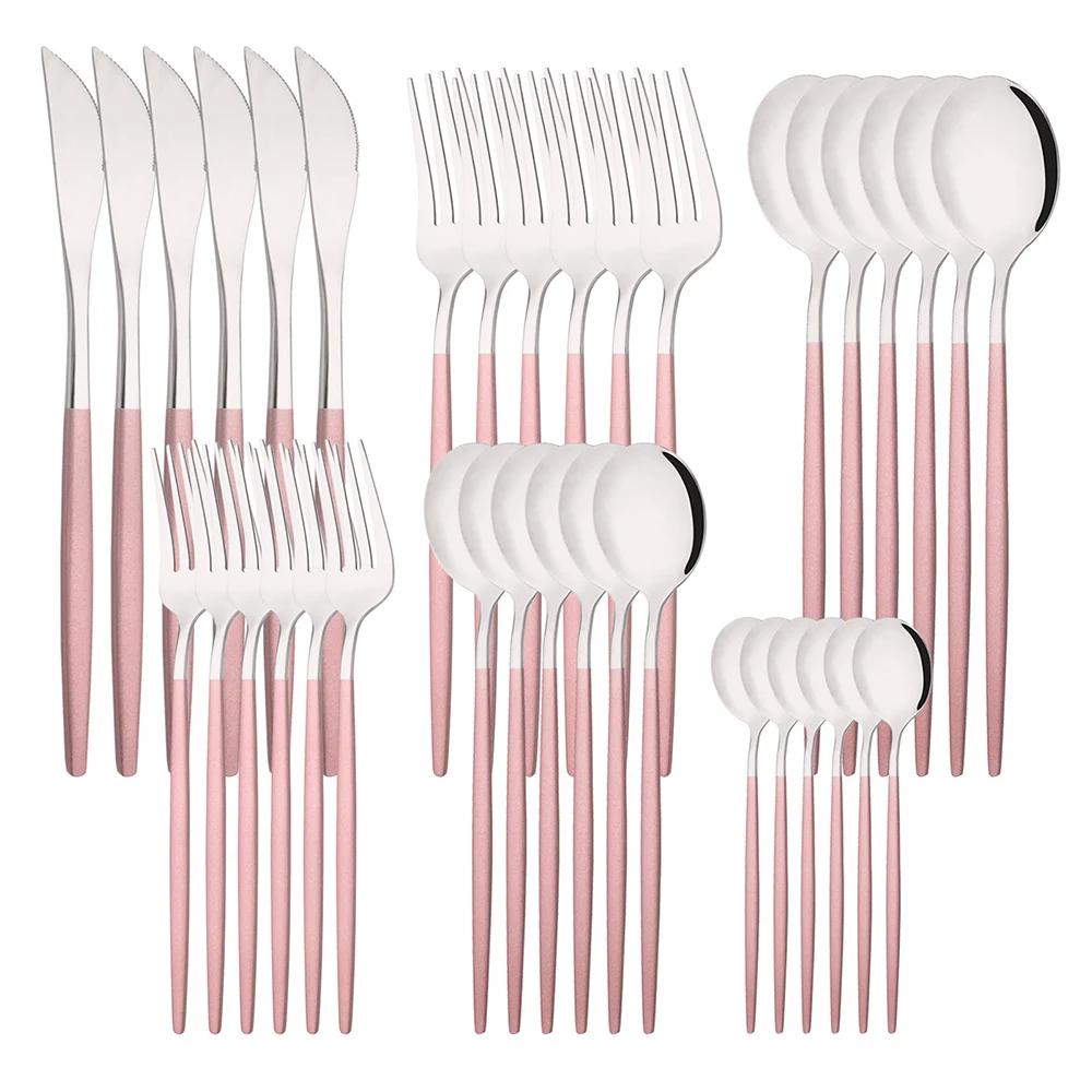 36Pcs Dinnerware Set Stainless Steel Tableware Set Black Gold Flatware Knife Fork Dessert Spoon Luxury Western Cutlery Set