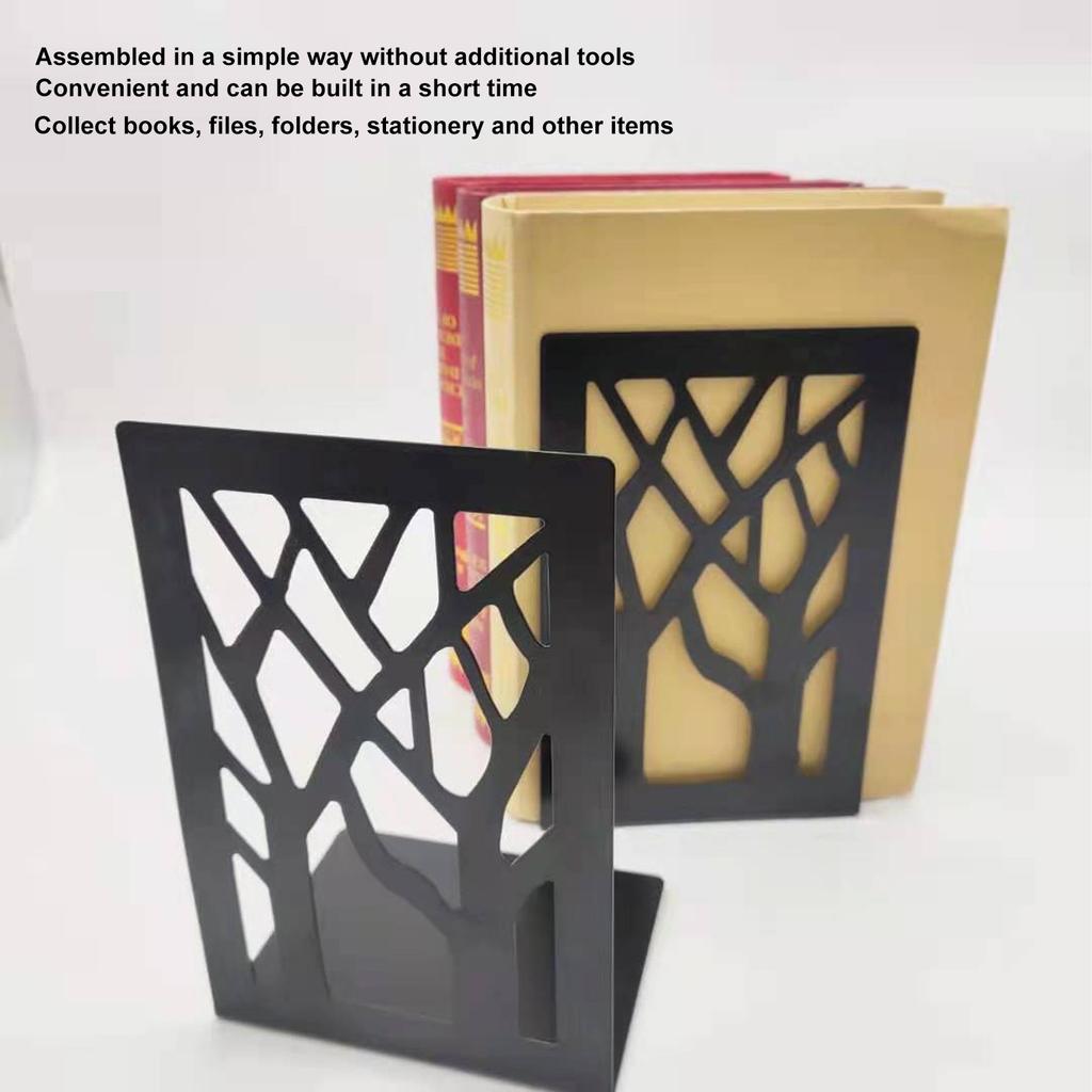 4Pcs Bookends Metal Desk Book Ends Simple Decorative Stopper Easy Storage Bracket