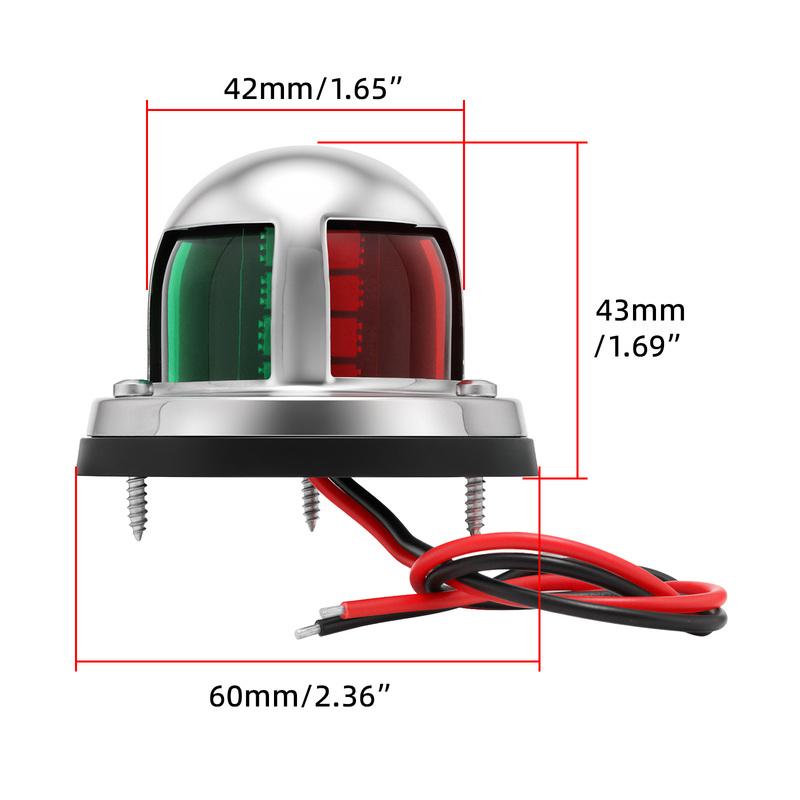 QC 12V Warning Signal Light Stainless Steel 1pc Red Green LED Navigation Lights Sailing Lamp for Marine Yacht