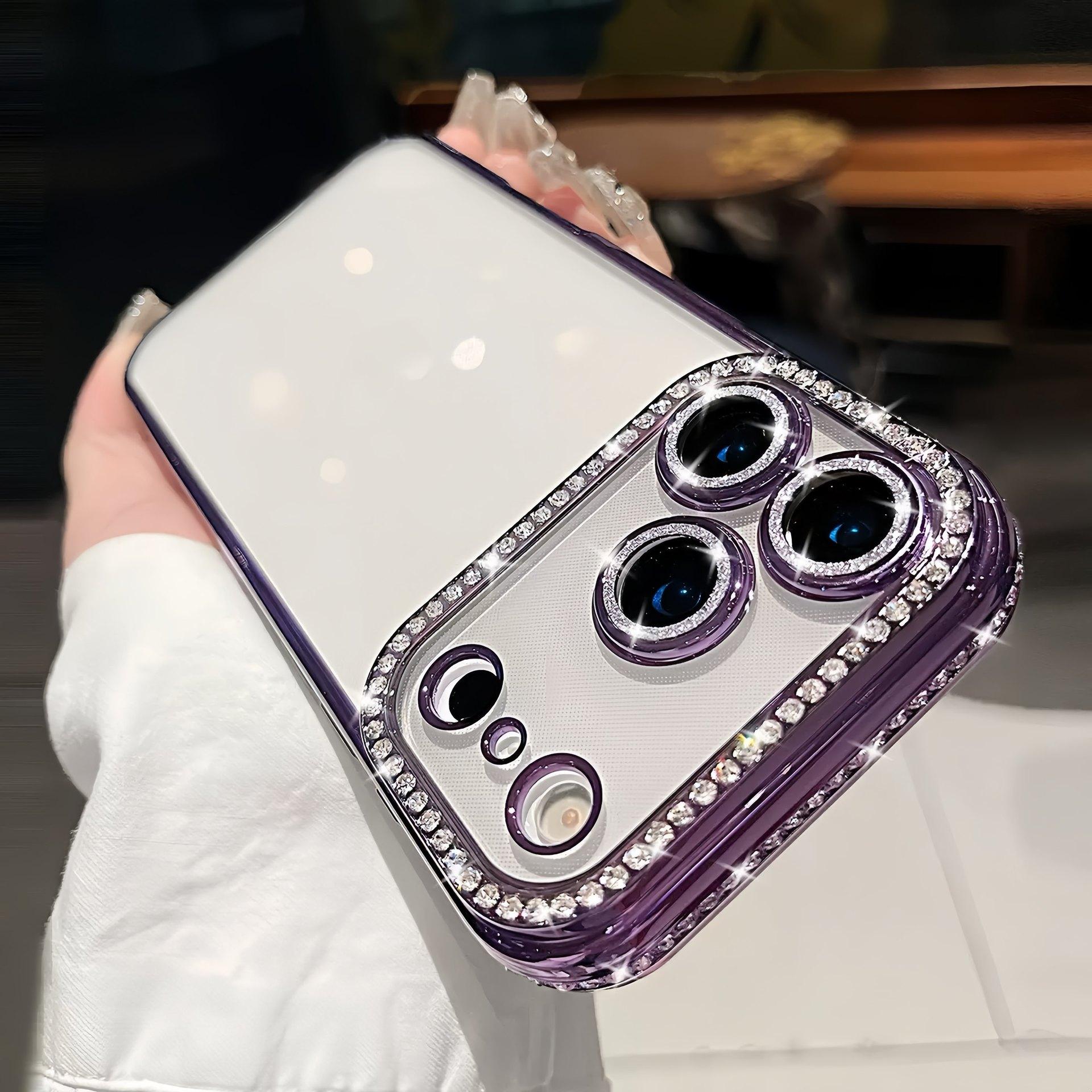 

iPhone17PROMAX Diamond Transparent Phone Case for Apple 16 Glitter Lens Film Protective Case iPhone 17