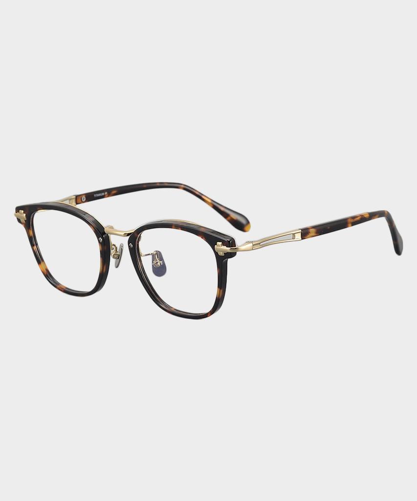 Lingkeonpeuleim Stras01 Pure Titanium Eyeglass Frame Havana